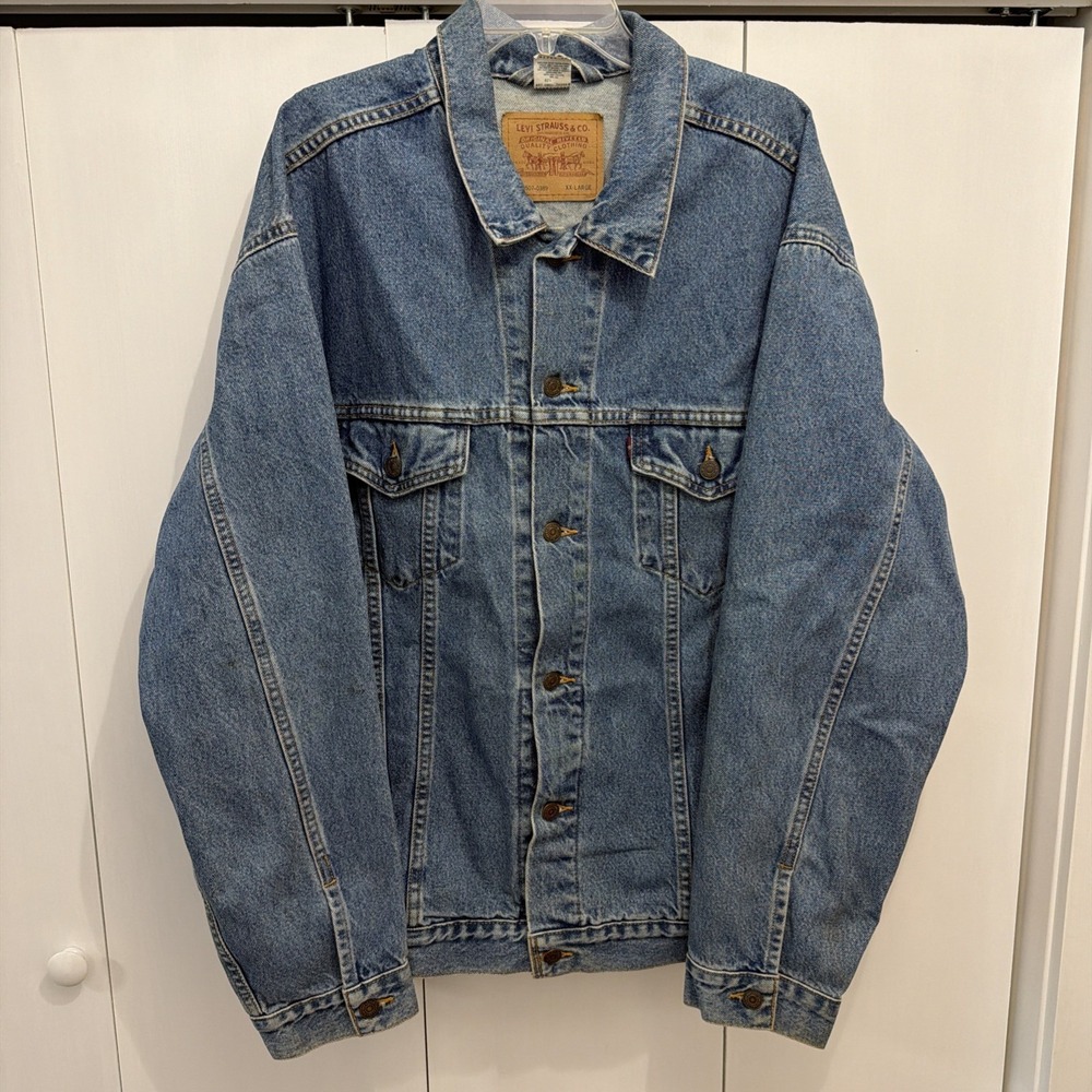 VTG 2001 Levi's Denim Relaxed Trucker Jacket,‎ Men's Sz XXL, 70507-0389 Y2K